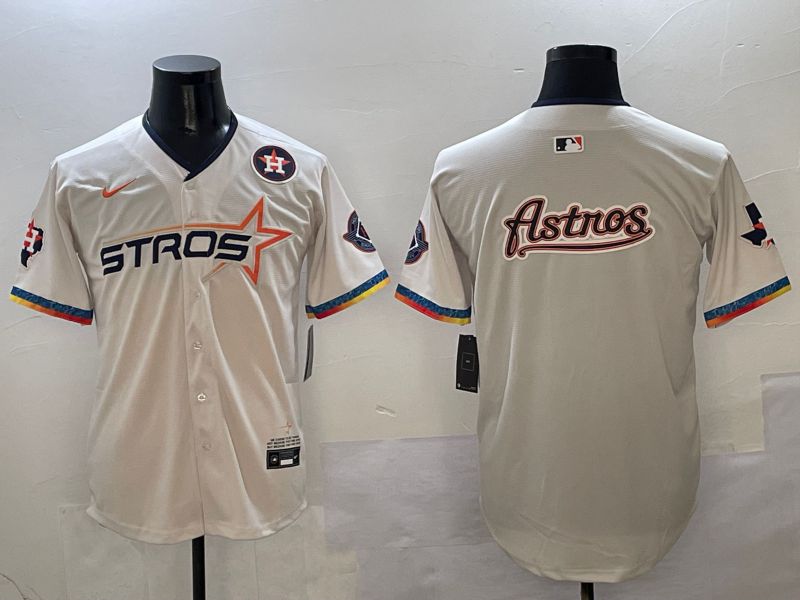 Men Houston Astros Blank Cream Fourth generation Joint Name 2025 Nike MLB Jersey style 41410